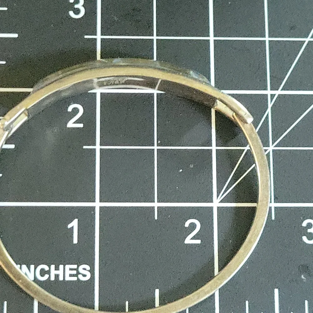 Vintage Alpaca Mexico Abalone Shell Inlay Bangle Bracelet Size 7 Cottagecore